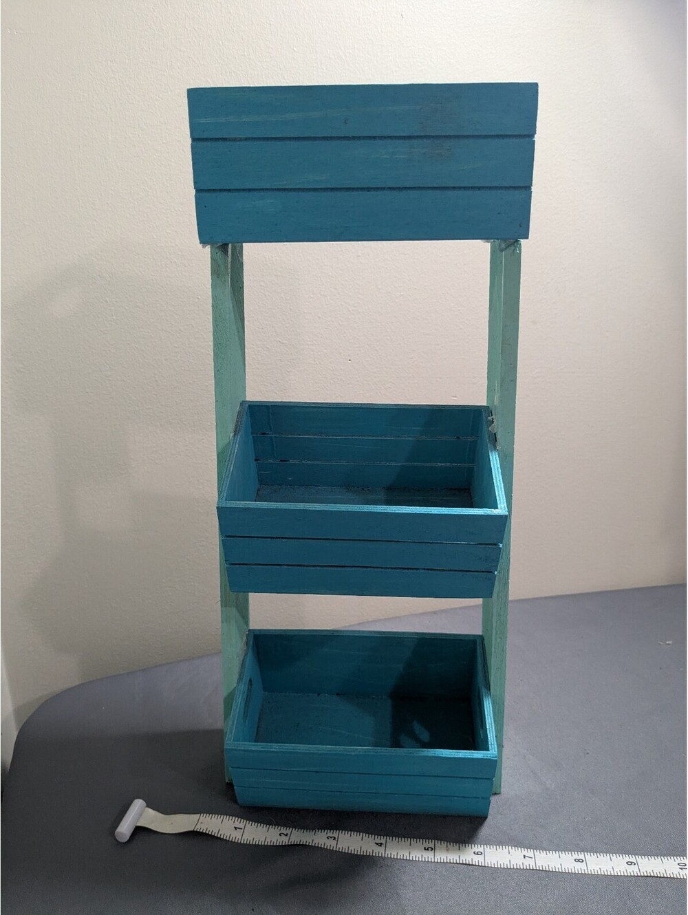 Wooden 3-Tier Storage Unit in Blue and Aqua